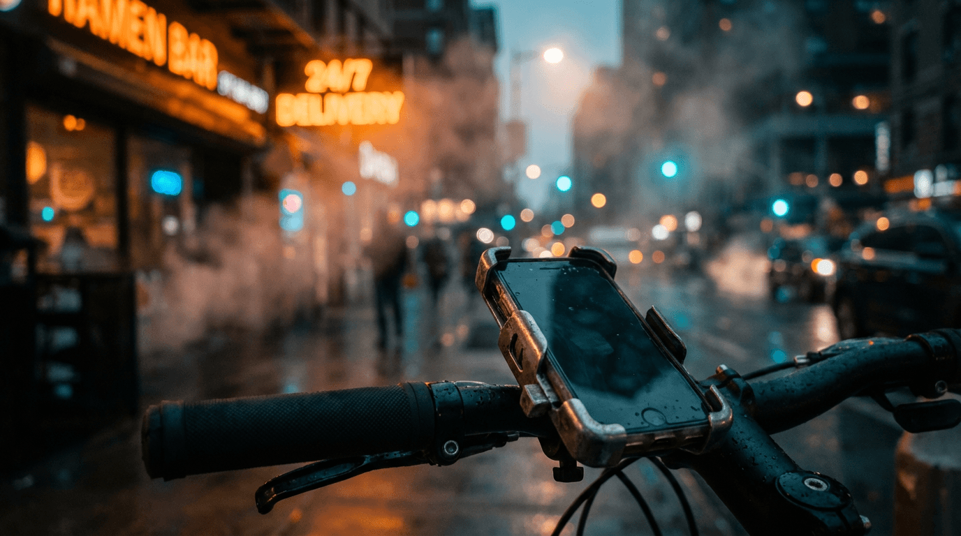 Delivery driver showing a delivery confirmation on a phone